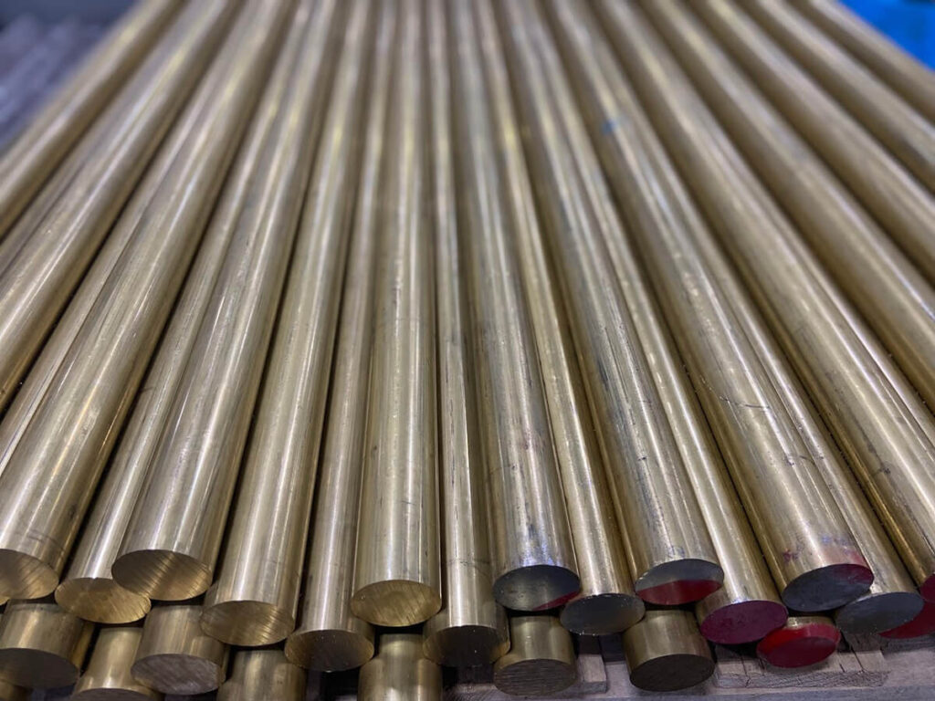 Copper rods stacked on top of each other used for copper fabrication